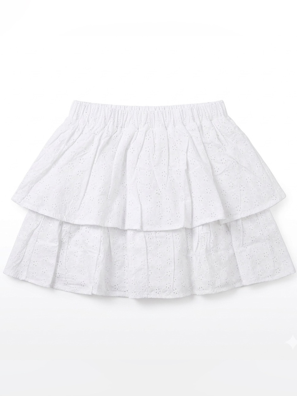 NWT Posh Peanut White Eyelet Tiered Ruffle Mini Skirt Medium Boho